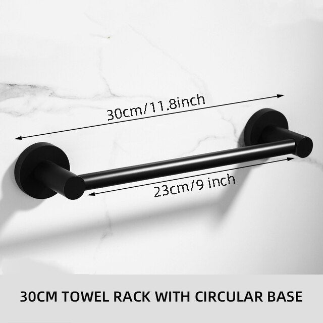 Bathroom Black Towel Rack Wall-mounted Black Toilet Space Aluminum Towel BarStorage Rail Shelf Bathroom Accessories - Provence Home Living Store