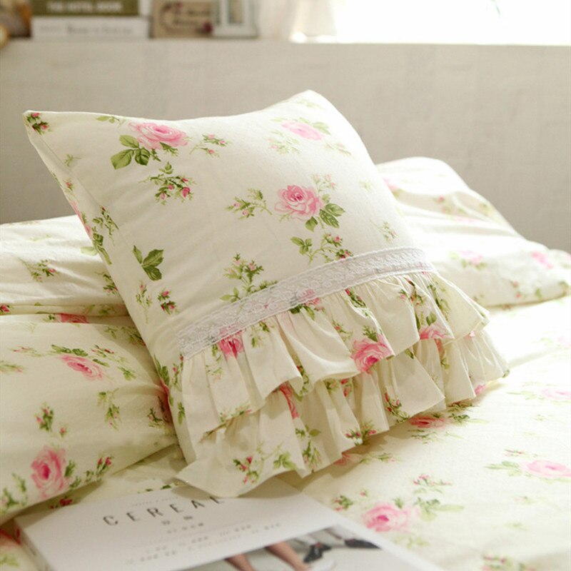 Pastoral flower print cushion cover ruffle Lace pillow cover beauty cake layers princess bedding pillowcase decorative pillows - Provence Home Living Store