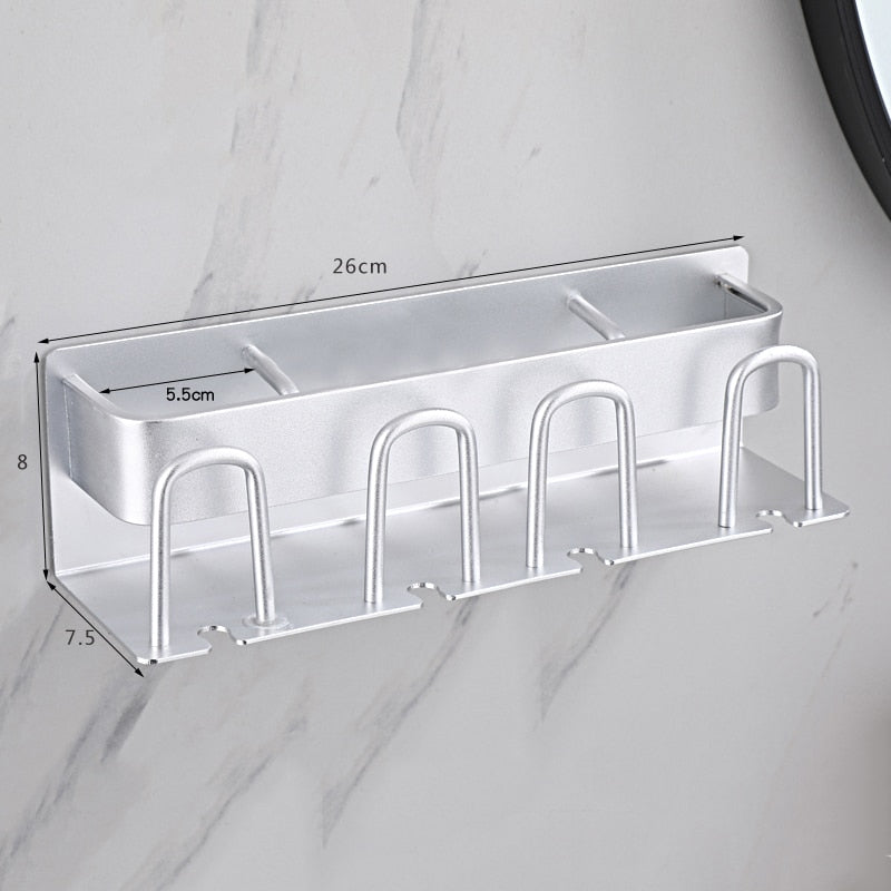 Wall Mounted Toothbrush Holder Aluminium Alloy Toothpaste Rack Bathroom Household Space Saving Bathroom Accessories - Provence Home Living Store