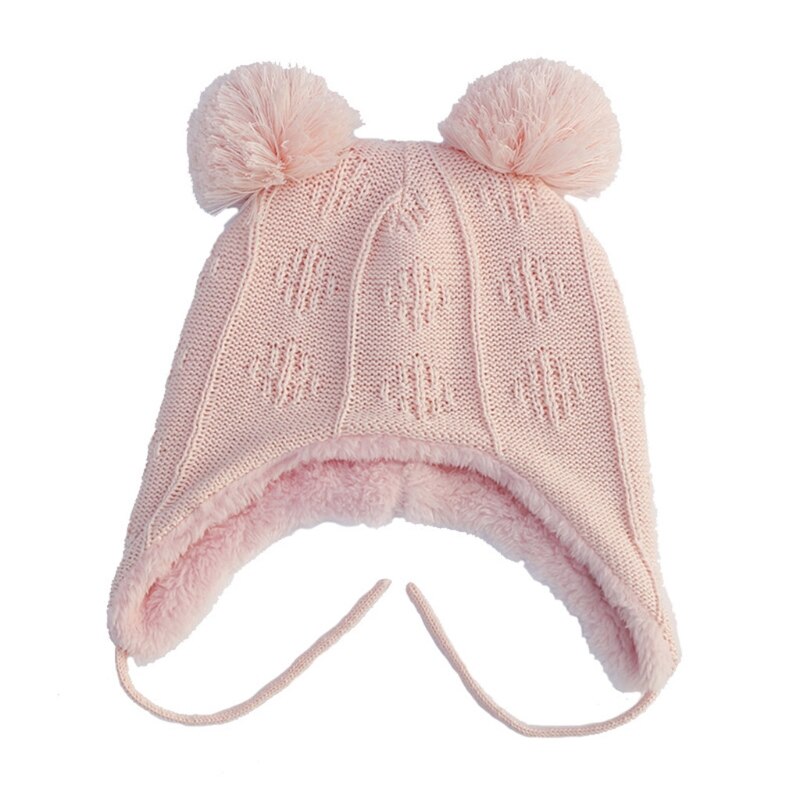 Autumn Winter Cute Hair Ball Baby Hat Infant Ear Protection Cap Knitted Beanie XXFE - Provence Home Living Store