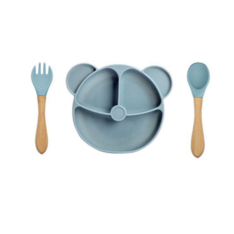 Baby Silicone Feeding Tableware Set Newborn Waterproof Dinner Plate Chark Spoon Sets Baby Eating Learning Dinnerware NO BPA - Provence Home Living Store