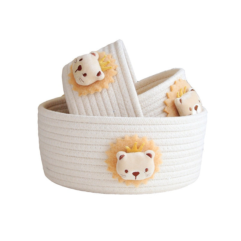 Cartoon Animals Cotton Rope Storage Baskets Baby Dirty Clothes Laundry Basket Weaving Kids Toys Desktop Sundries Organizer Box - Provence Home Living Store