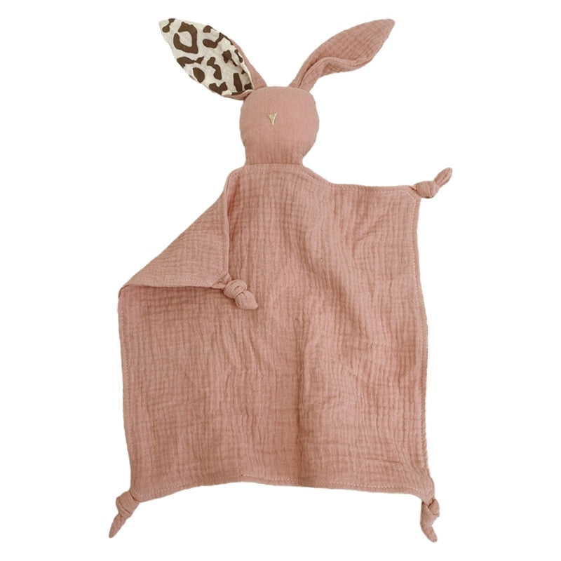 Soft Cotton Muslin Baby Bib Stuffed Rabbit Doll Newborn Appease Towel Security Blanket Baby Sleeping Cuddling Towel Facecloth - Provence Home Living Store