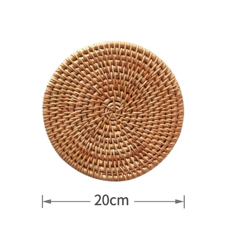 Cup Mat Round Natural Rattan Hot Pad ,Hand Woven Hot Insulation Placemats Table Padding Kitchen Decoration Accessories - Provence Home Living Store