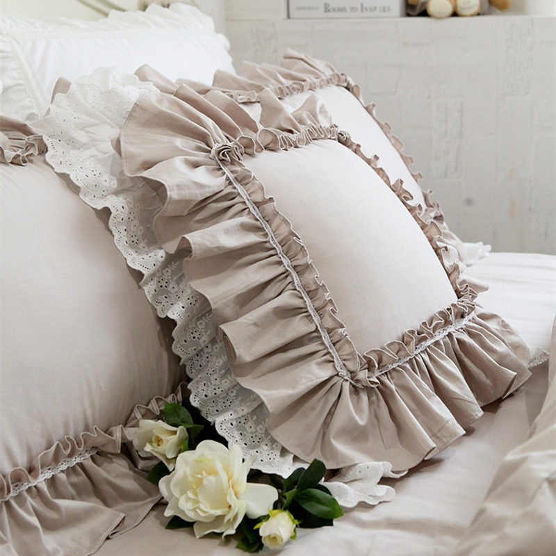 Luxury European Ruffle lace cushion cover wrinkle pillow cover cake layer princess christmas pillow cover throw pillow covers - Provence Home Living Store