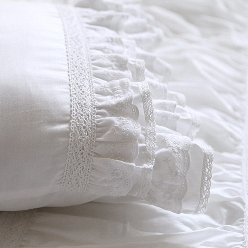 Super Luxury white lace ruffle square pillow case wedding decorative bedding textile sofa pillow princess cushion cover sale - Provence Home Living Store