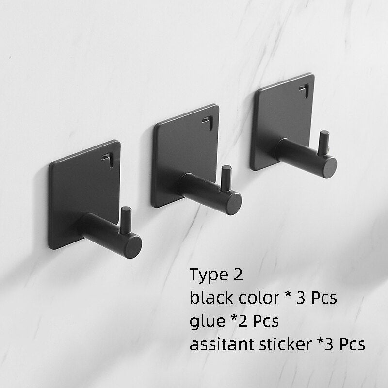 Punch Free Aluminum Hook Wall Door Storage Hooks Multi-Purpose Clothes Rack Hanger Towel Hooks For Home Bathroom Kitchen - Provence Home Living Store