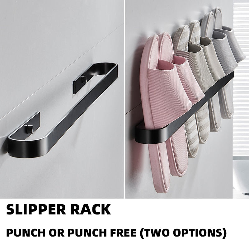 Slipper Rack  Towel Hanger Wall-Mounted Shoes Storage Rack Punch Free Slippers Holder - Provence Home Living Store