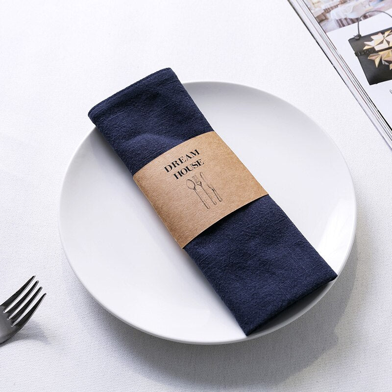 12 Pcs/Lot Custom Made Wedding Durable Thickened Cloth Napkins,Reusable Ramie Cotton Placemats,Kitchen Dining Restaurant Use - Provence Home Living Store