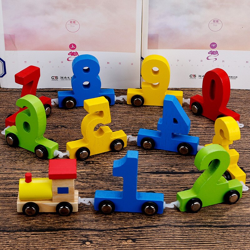 11PCS Baby Montessori 0~9 Digital Train Toys Wood Numbers Set Figure Model Pattern Early Educational Wooden Toys Set For Kids - Provence Home Living Store