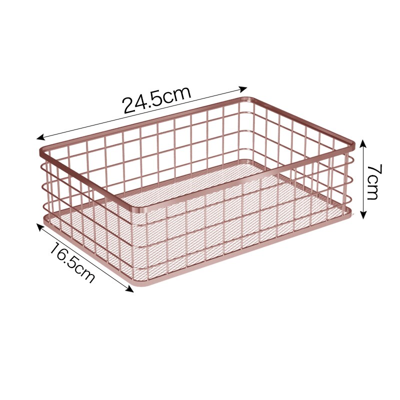 Nordic Metal Storage Basket Desktop Office Sundries Finishing Organizer Iron Table Debris Dressing Cosmetics Box Home Decoration - Provence Home Living Store