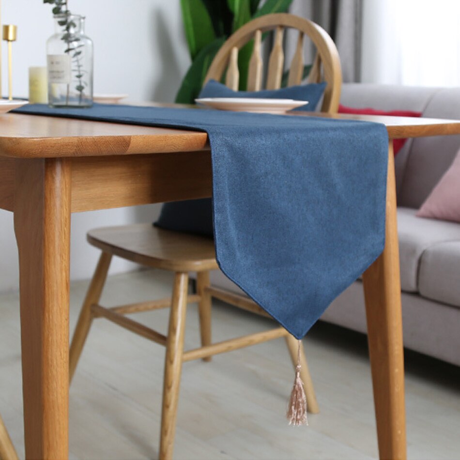 Solid Colour Linen Cotton Double-Layer Table Runner Event Party Supplies Fabric Decor Placemat for Holiday Wedding Christmas - Provence Home Living Store