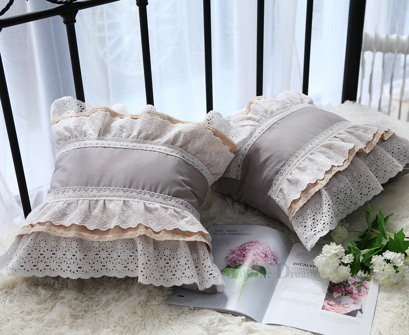 Luxury European Ruffle lace cushion cover wrinkle pillow cover cake layer princess christmas pillow cover throw pillow covers - Provence Home Living Store