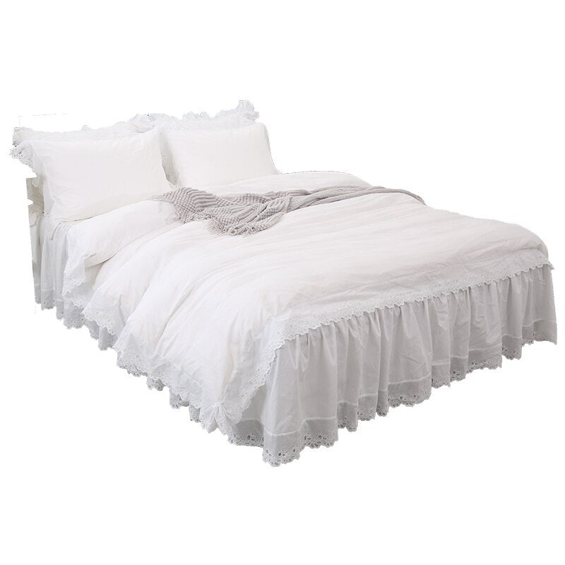 Super elegant bedding set ruffle lace king size bedding set Luxury bedding sets duvet cover home quilt case bed sheet set new - Provence Home Living Store