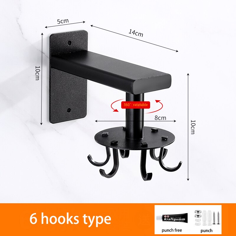 6/8Hooks Rotatable  Bathroom Gadgets Kitchen Products Hanging Storage Rack Hooks Kitchen Shelf Storage Rack - Provence Home Living Store