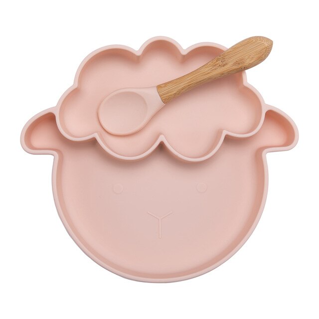 5PCS Baby Feeding Bowl Set Sheep Shaped Food Grade Silicone Plate Suction Bowl baby Feeding BPA Free Infant Waterproof Tableware - Provence Home Living Store