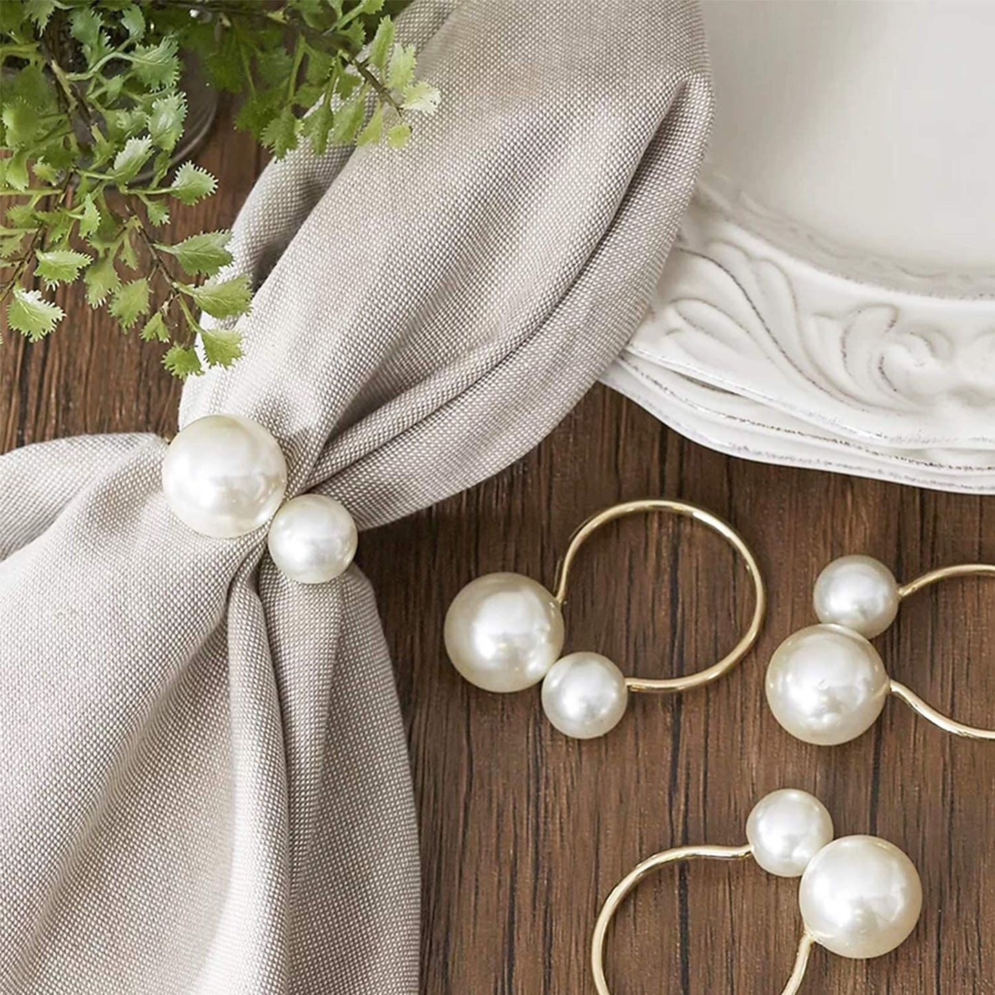 12PCS Pearl Pretty Napkin Buckles,Elegant Napkin Ring,Weddings Event Decoration Graceful Napkin Holder,Home Table Party Supplies - Provence Home Living Store