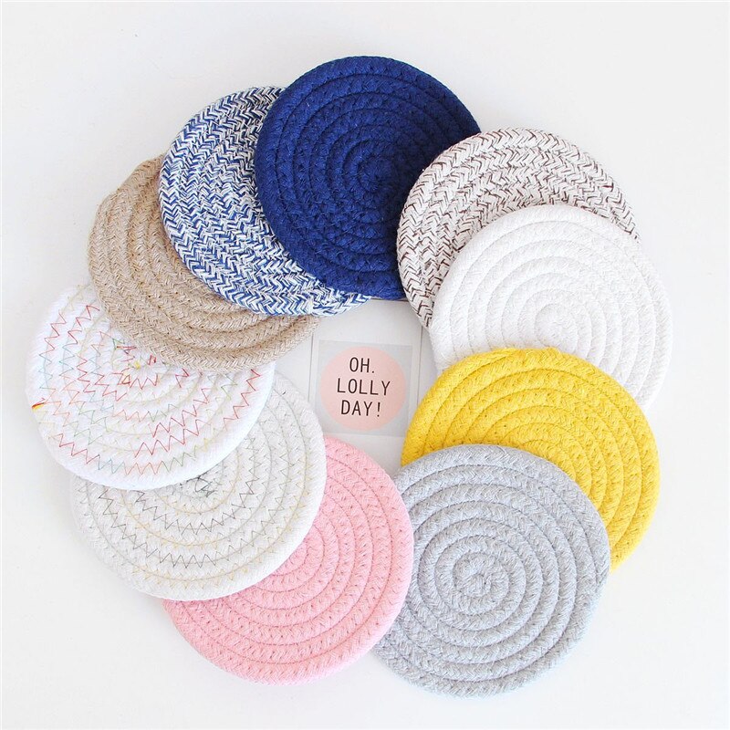 Handmade Cotton Rope Placemat Hand Woven Table Mats Napkin Tableware Drink Cup Coaster Insulation Pad Kitchen Dinner Home Decor - Provence Home Living Store