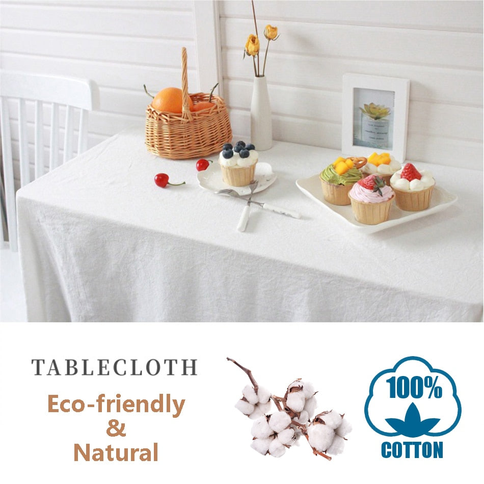 Cotton Fabric Table Cloth Washable White Tablecloth for Wedding Party Dining Banquet Decoration Luxurious Table Cover Picnic Mat - Provence Home Living Store