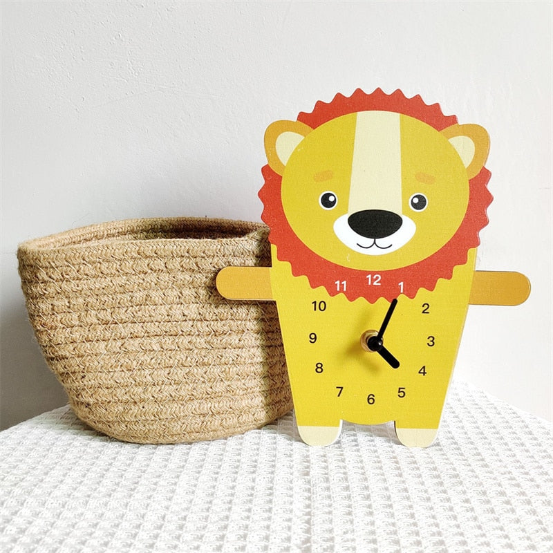 Cartoon Animals Wall Clock Wooden Nordic Mute Clocks For Baby Kids Room Decoration Furnitures Hanging Nursery Decor Photo Props - Provence Home Living Store