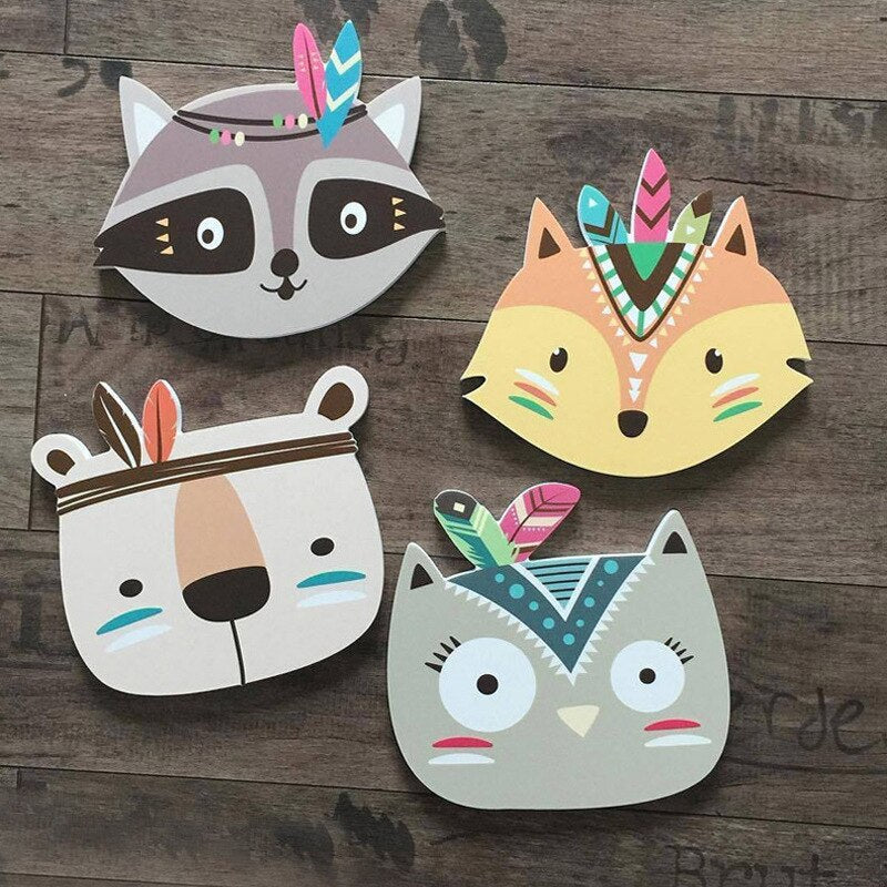 Nordic Wooden Fox Wall Sticker Wood Plastic Anima Fox Bear Squirrel Cactus Kids Room Nursery Decor Home Decoration Accessories - Provence Home Living Store