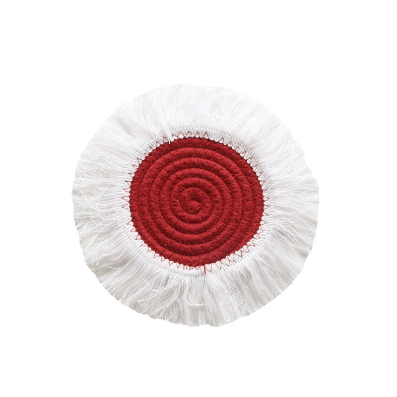 INS Cotton Rope Round Placemats Hand Woven Tassels Table Mat Bowl Pot Insulation Pads Tableware Drink Coaster Home Kitchen Decor - Provence Home Living Store