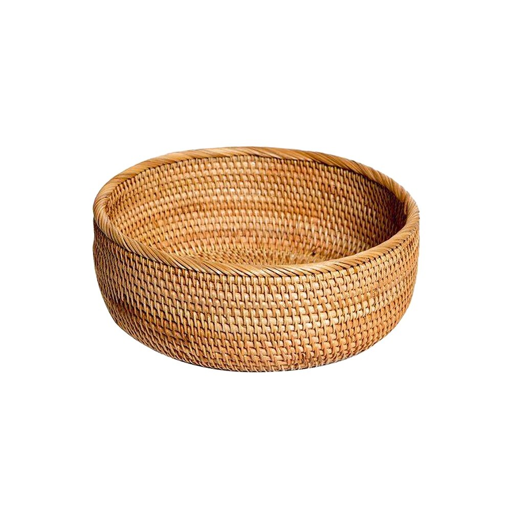 Hand-woven Rattan Wicker Basket Fruit Tea Snack Bread Basket Cosmetic Storage Box Kitchen Desktop Organizer Sundries Container - Provence Home Living Store