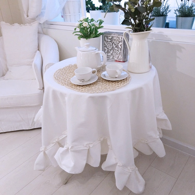 Tablecloth Fabric Pure White Dining Table Coffee Table Hotel Western Conference Table Cloth Rectangular Round Table Table Mat - Provence Home Living Store