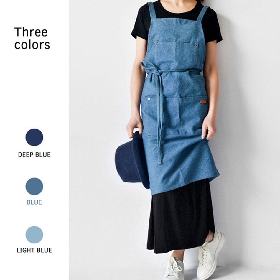 Cotton Denim Aprons Gardening Coffee Shop Kitchen Cooking Baking BBQ Cleaning Painting Restaurant Stylish Design Florist Apron - Provence Home Living Store