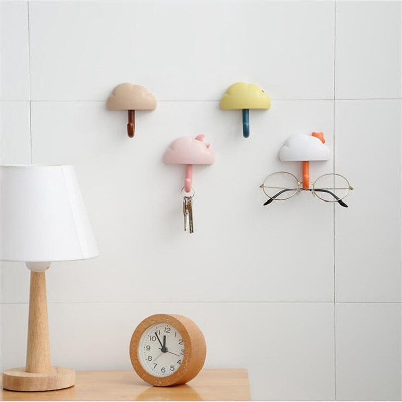 Retractable Cloud Wall Hooks Self-adhesive Clothes Towel Mask Hanger Bathroom Kitchen Door Hook Keys Organizer Holder Home Decor - Provence Home Living Store