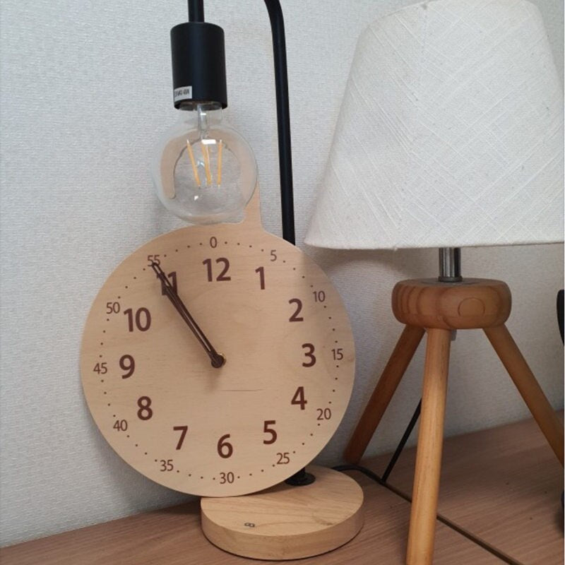 INS Nordic Wooden Wall Clock Hanging Ornaments Wood Table Digital Mute Clocks Furnitures Homestay Bedroom Home Decor Photo Props - Provence Home Living Store