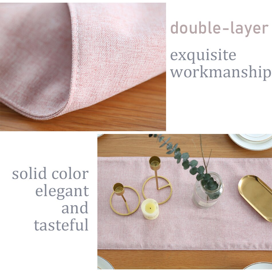 Solid Colour Linen Cotton Double-Layer Table Runner Event Party Supplies Fabric Decor Placemat for Holiday Wedding Christmas - Provence Home Living Store