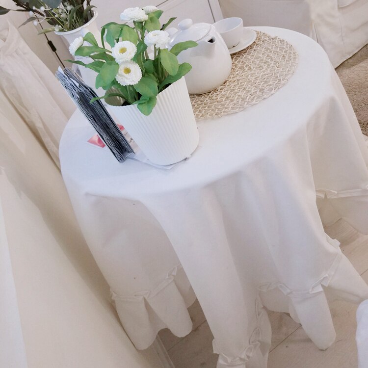 Tablecloth Fabric Pure White Dining Table Coffee Table Hotel Western Conference Table Cloth Rectangular Round Table Table Mat - Provence Home Living Store