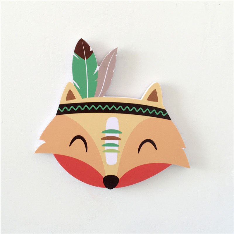 Nordic Wooden Fox Wall Sticker Wood Plastic Anima Fox Bear Squirrel Cactus Kids Room Nursery Decor Home Decoration Accessories - Provence Home Living Store