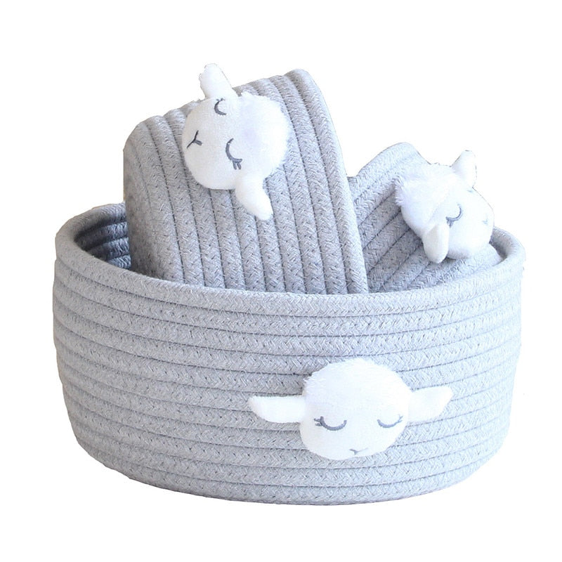 Cartoon Animals Cotton Rope Storage Baskets Baby Dirty Clothes Laundry Basket Weaving Kids Toys Desktop Sundries Organizer Box - Provence Home Living Store