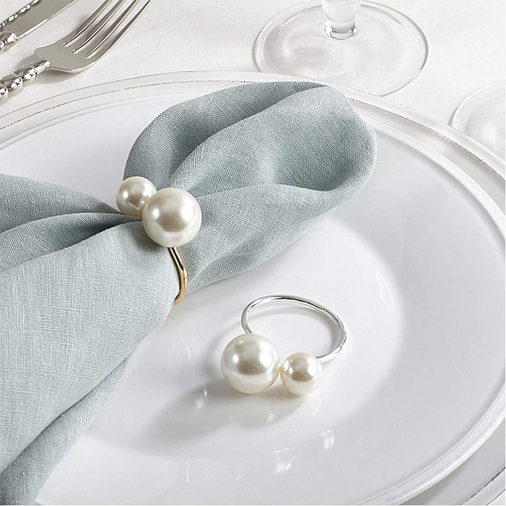 6PCS Pearl Elegant Napkin Ring,Weddings Event Decoration Graceful Napkin Holder,Pretty Napkin Buckles Home Table Party Supplies - Provence Home Living Store