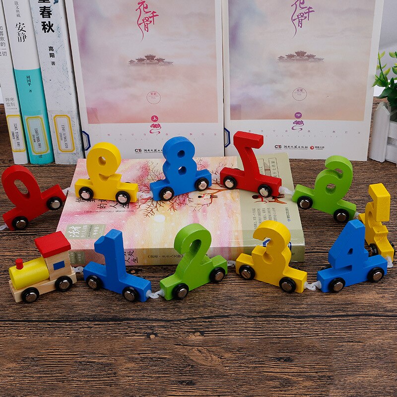 11PCS Baby Montessori 0~9 Digital Train Toys Wood Numbers Set Figure Model Pattern Early Educational Wooden Toys Set For Kids - Provence Home Living Store