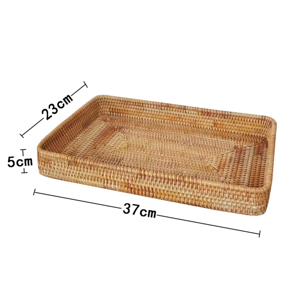 Rattan Storage Box Hand-Woven Rattan Storage Tray Wicker Basket Fruit Tea Organizer Kitchen Supplies Household Tools - Provence Home Living Store