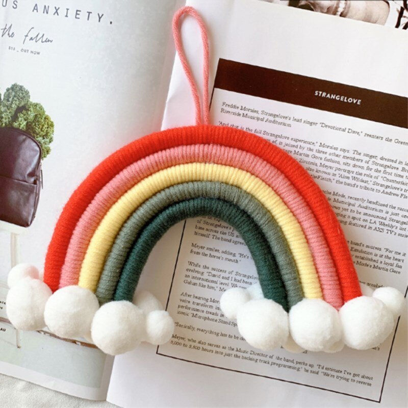 INS Nordic Hand Woven Cloud Rainbow Pendant For Kids Room Decorations Baby Bed Tent Hanging Ornaments Nursery Decor Photo Props - Provence Home Living Store