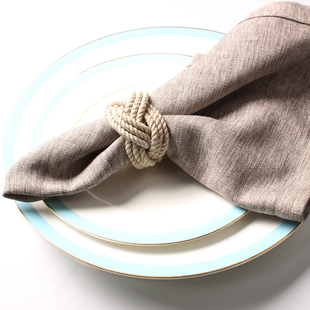 6PCS Hemp Rope Napkin Buckles,Hand Made Napkin Holder Rings,for Daily Dinner Party Wedding Dining Table Setting Farmhouse Decor - Provence Home Living Store