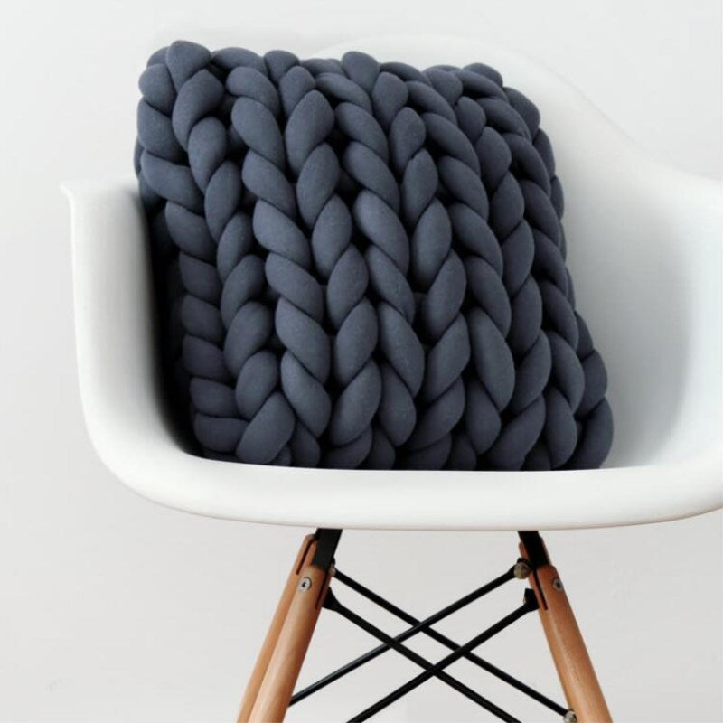 Square Chunky Wool Pillow Handmade Knitting Cushions INS Nordic Braided Cushion For Kids Room Decoration Sofa Bed Throw Pillows - Provence Home Living Store