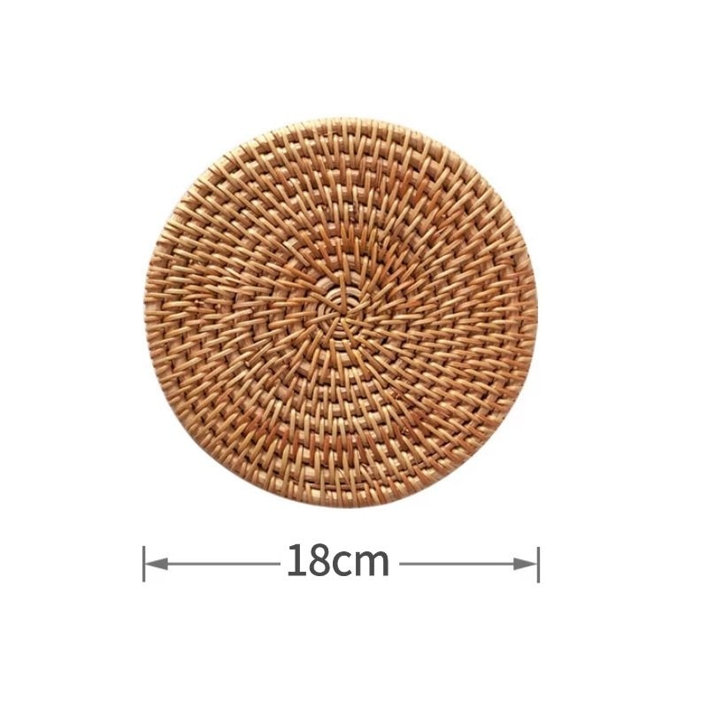 Cup Mat Round Natural Rattan Hot Pad ,Hand Woven Hot Insulation Placemats Table Padding Kitchen Decoration Accessories - Provence Home Living Store