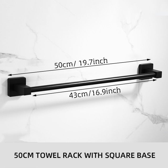 Bathroom Black Towel Rack Wall-mounted Black Toilet Space Aluminum Towel BarStorage Rail Shelf Bathroom Accessories - Provence Home Living Store