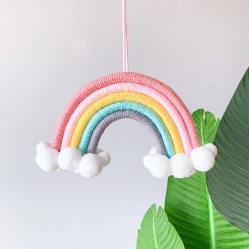 INS Nordic Hand Woven Cloud Rainbow Pendant For Kids Room Decorations Baby Bed Tent Hanging Ornaments Nursery Decor Photo Props - Provence Home Living Store