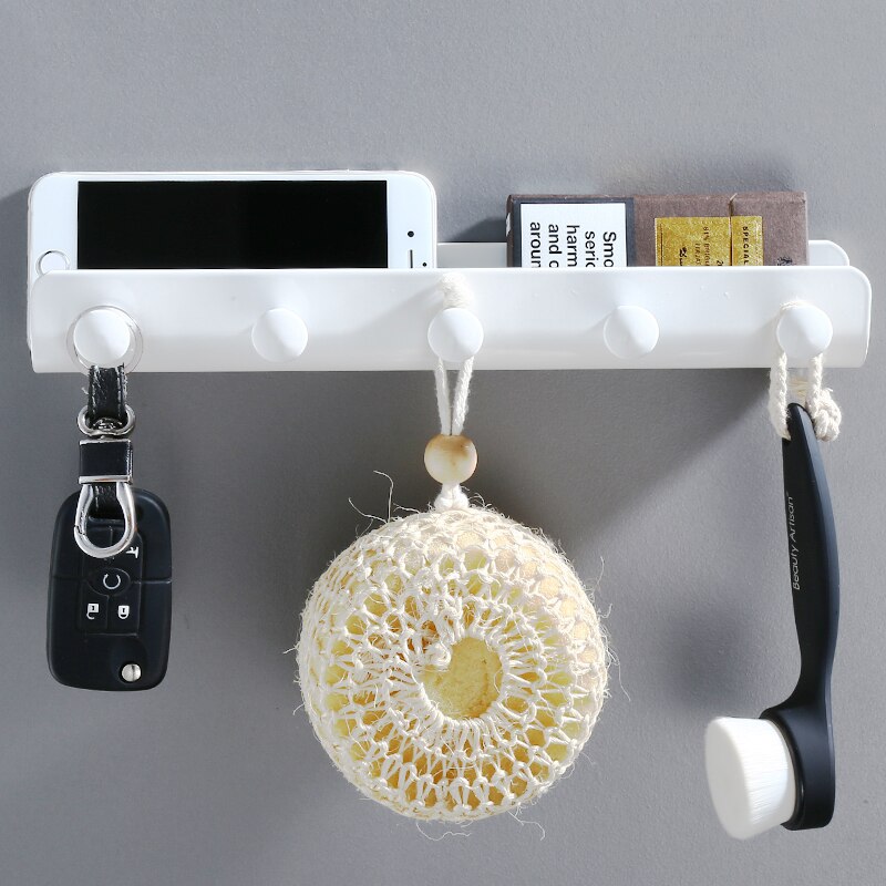 Bathroom Black Shelf Aluminum Alloy Shelves with Hooks Shampoo Holder Kitchen Storage Rack Key Hooks Behind Door - Provence Home Living Store