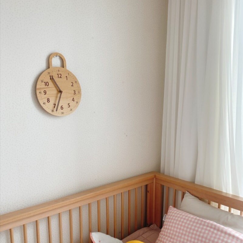 INS Nordic Wooden Wall Clock Hanging Ornaments Wood Table Digital Mute Clocks Furnitures Homestay Bedroom Home Decor Photo Props - Provence Home Living Store