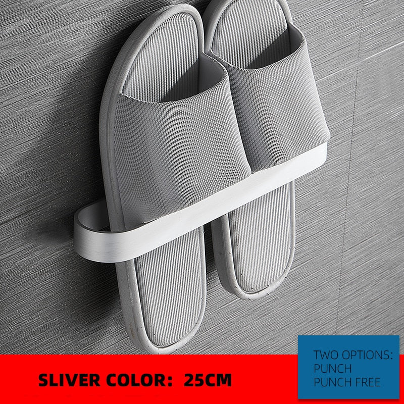 Slipper Rack  Towel Hanger Wall-Mounted Shoes Storage Rack Punch Free Slippers Holder - Provence Home Living Store