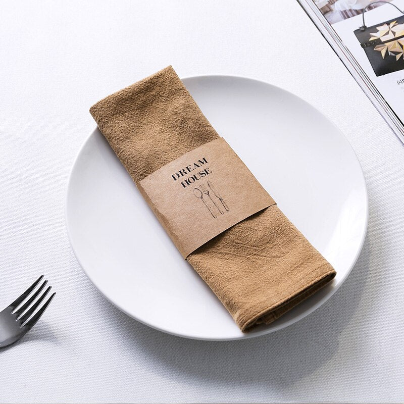 12 Pcs/Lot Custom Made Wedding Durable Thickened Cloth Napkins,Reusable Ramie Cotton Placemats,Kitchen Dining Restaurant Use - Provence Home Living Store