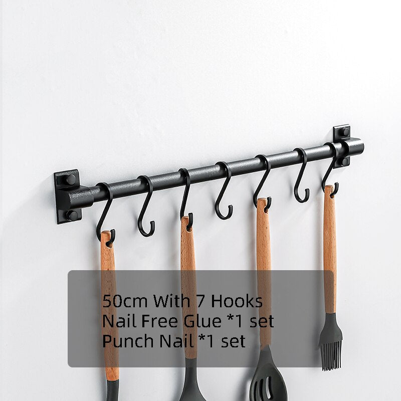 Storage Shelf Hanging Hooks Multifunction Hanger Kitchen Rail Rack with Removable Hooks Wall Mounted Storage Hooks - Provence Home Living Store