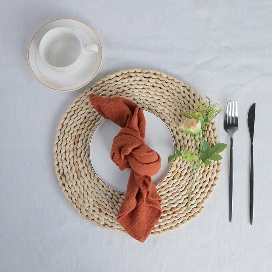 6pcs 40X40CM Retro Texture Cotton 100% Gauze Reusable Napkin,Customized Dinner Table Rustic Wedding Decor,Kitchen Place Mats - Provence Home Living Store